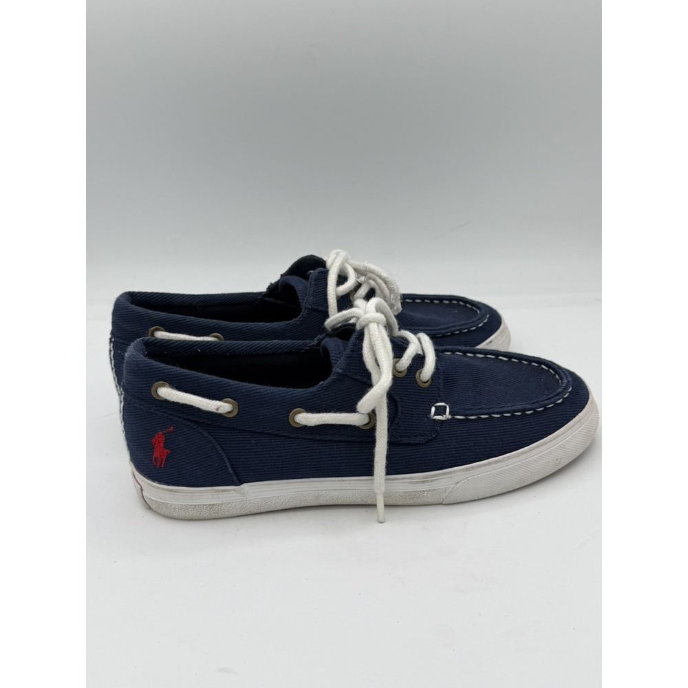 Polo by Ralph Lauren Bridgeport Boat Shoes Navy With Red Embroidery Kids Size 2